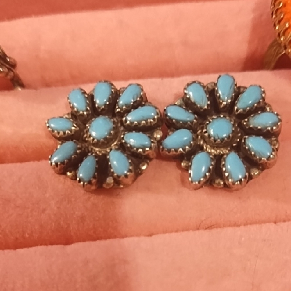 Turquoise Floral Stud Earrings